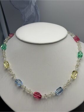 Vintage Multicolor Faceted Lead Crystal Necklace